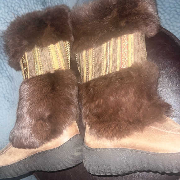 Nine West Rabbit fur leather snow boots size 5.5M - Picture 6 of 12
